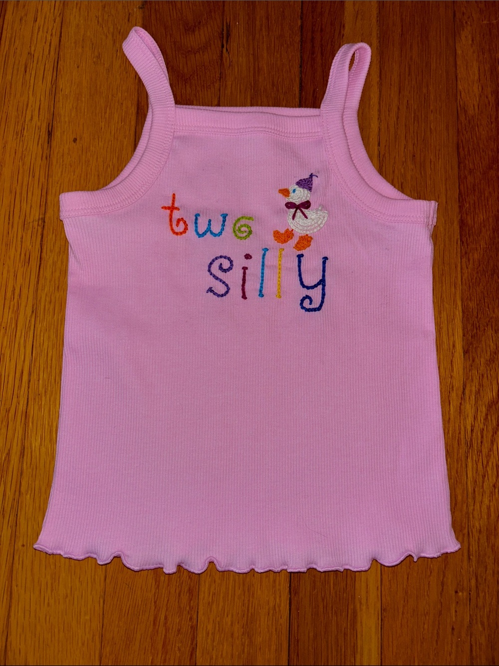 “Two Silly” Silly Goose Hand Embroidered Tank